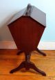 Vtg Mahogany Sewing Box Table W/ Built - In Spools,  Sliding Tray & Accessories Other Antique Furniture photo 3