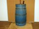 A Great Early 19th C Staved Wooden Butter Churn In The Best Blue Paint Primitives photo 1