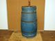 A Great Early 19th C Staved Wooden Butter Churn In The Best Blue Paint Primitives photo 3