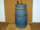 A Great Early 19th C Staved Wooden Butter Churn In The Best Blue Paint Primitives photo 4