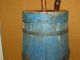 A Great Early 19th C Staved Wooden Butter Churn In The Best Blue Paint Primitives photo 5