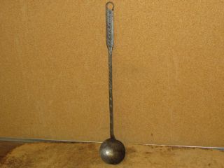 A Rare Decorated 18th C England Wrought Iron Tasting Spoon Great Old Surface photo