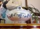 Antique Minton Delft Blue Flow Pattern Porcelain China Oval Covered Tureen Tureens photo 2