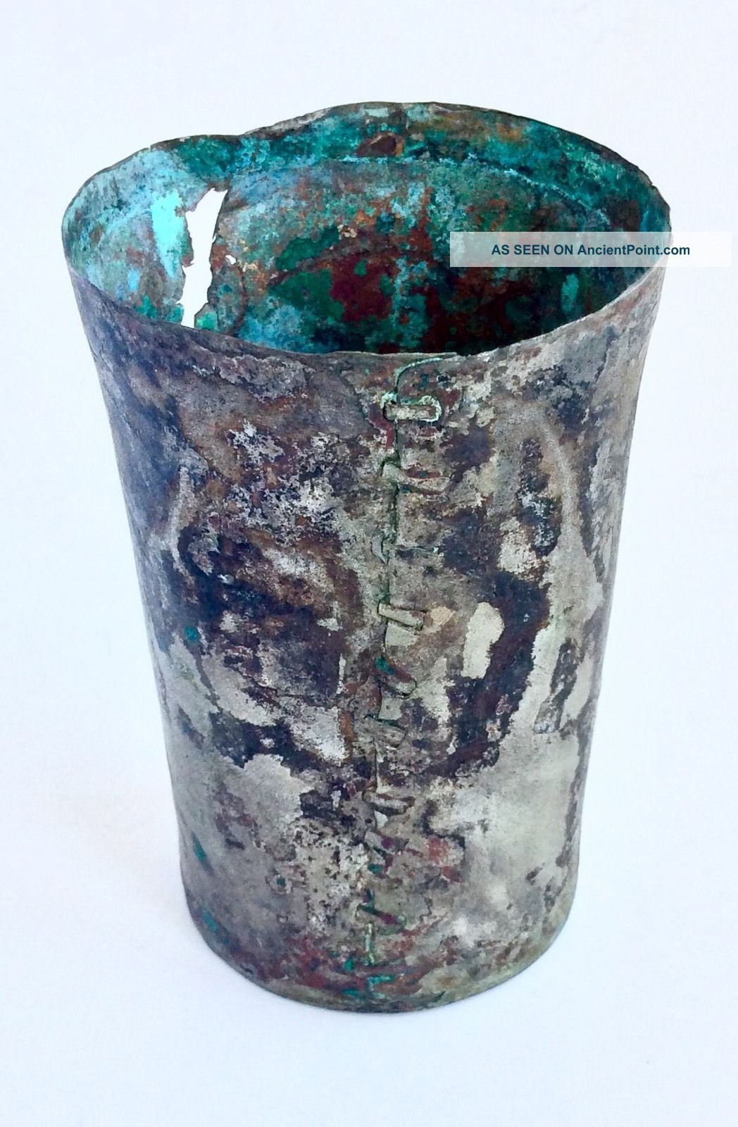 Antique Inca Chimu Silver Copper Kero Cup Estate Find The Americas photo