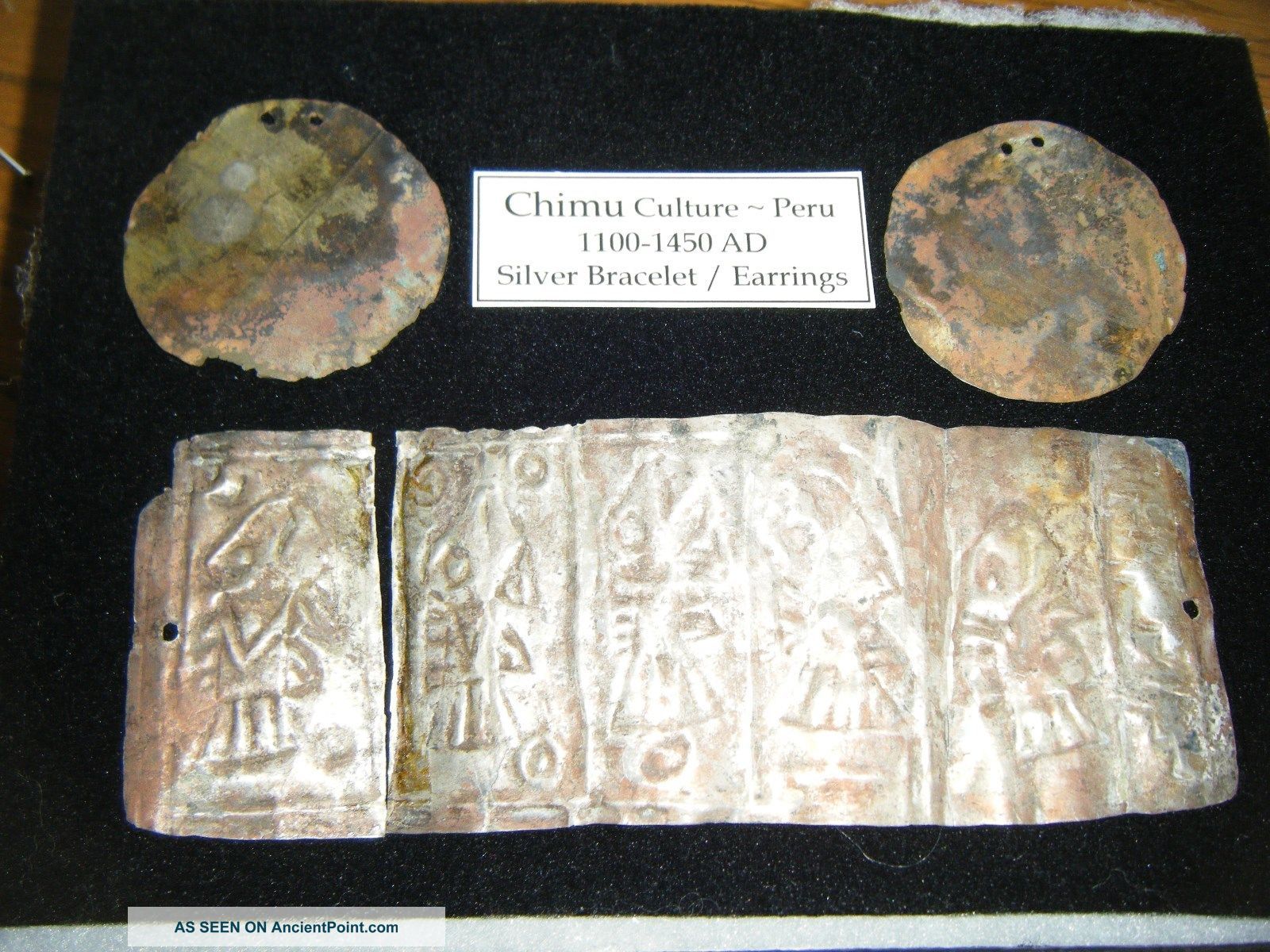 Chimu Culture Peru - Silver Bracelet And Earrings The Americas photo