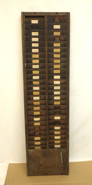 Antique Office Time Card Or Punch Card Wood Storage Rack photo