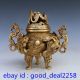 Chinese Brass Hand - Carved Dragon Incense Burner & Lid W Qianlong Mark Incense Burners photo 2
