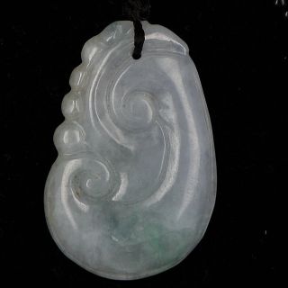 100 Natural Grade A Jade Jadite Ruyi Pendant Amulet Necklace (pa - 507) photo