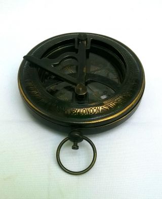 Vintage Maritime West London Antique Brass Push Sundial Compass Nautical Decor photo