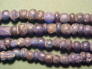 String Of Roman Blue Coloured Glass Beads Circa 100 - 400 A.  D. photo