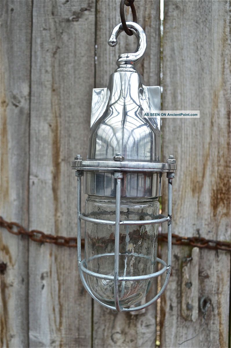 Retro Styled Machine Age Hanging Pendant Light Cage Lamp Urban Bulkhead Sb1 Other Antique Hardware photo