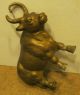 Antique Metal Bull Figurine Gold Toned W Minor Paint Loss Metalware photo 1