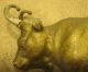 Antique Metal Bull Figurine Gold Toned W Minor Paint Loss Metalware photo 2