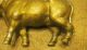 Antique Metal Bull Figurine Gold Toned W Minor Paint Loss Metalware photo 3