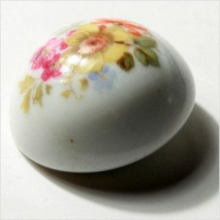 (1) 23mm Czech Antique Victorian Floral Hand Painted Domed Porcelain Button photo