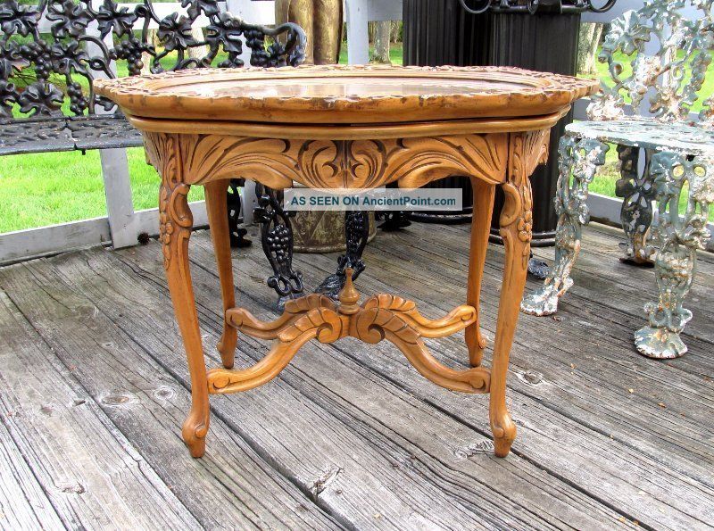 Omg Vintage Antique French Art Nouveau Rococo Carved Lady Goddess Wood Table 1900-1950 photo