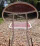 Vintage Metal Curved Sides Folding Chairs White & Red Mesh Pattern Post-1950 photo 4