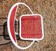 Vintage Metal Curved Sides Folding Chairs White & Red Mesh Pattern Post-1950 photo 6