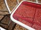 Vintage Metal Curved Sides Folding Chairs White & Red Mesh Pattern Post-1950 photo 7
