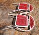 Vintage Metal Curved Sides Folding Chairs White & Red Mesh Pattern Post-1950 photo 8