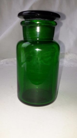 Antique Green Glass Apothecary Pharmacy Vintage Druggist Bottle W Stopper photo