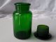 Antique Green Glass Apothecary Pharmacy Vintage Druggist Bottle W Stopper Bottles & Jars photo 2