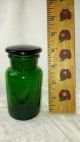 Antique Green Glass Apothecary Pharmacy Vintage Druggist Bottle W Stopper Bottles & Jars photo 4