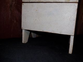 Vintage Old Wood Wooden Bench Step Storage Box Stool Rustic Primitive White photo