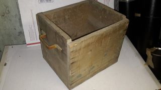 Antique Primitive Hand - Built Wooden Carry Box - Shabby Rustic W/ Handles photo