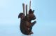 Antique Black Forest Wood Carving Squirrel Nutcracker Pick German Glass Eyes Carved Figures photo 1