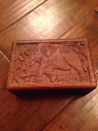 Vintage Carved Wooden Box From India photo