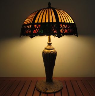 Antique Slag Glass Lamp photo