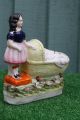 Stunning Mid 19thc Staffordshire Female Figure With Baby Asleep In Crib C1850s Figurines photo 3
