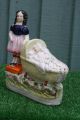 Stunning Mid 19thc Staffordshire Female Figure With Baby Asleep In Crib C1850s Figurines photo 6