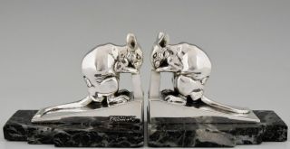 French Art Deco Silvered Mouse Bookends By Frecourt,  1930 photo
