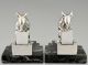 French Art Deco Silvered Mouse Bookends By Frecourt,  1930 Metalware photo 3