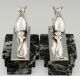 French Art Deco Silvered Mouse Bookends By Frecourt,  1930 Metalware photo 4