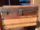 Old 1930s 40s Steamer Trunk Box Travel Wooden Antique Vintage Dome Storage Chest 1800-1899 photo 1