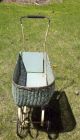 Antique Green Wicker Baby Buggy Carriage Stroller Great Photo Prop Or Display Baby Carriages & Buggies photo 2
