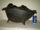 Antique Coal Bucket Scuttle Turtle Hod Cast Iron Enamel Hinged Black Victorian Hearth Ware photo 2