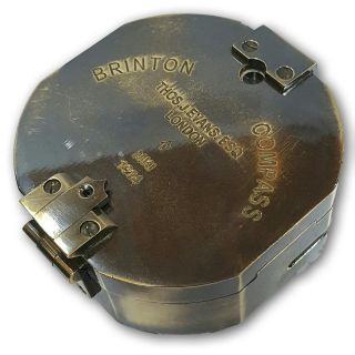 Vintage Antique Brass Small J.  Thomas Pocket Size Transit Brunton Compass Sc 066 photo