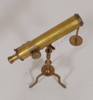 10 - Inches Victorian Nautical Brass Telescope With Tripod - Brass Desk Telescope photo