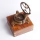 Collectible Marine Nautical Brass Sundial Compass Replica With Wooden Anchor Box Compasses photo 7