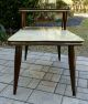 Vtg 1960s Mid Century Modern Marble Formica End Table 2 - Tier Eames Walnut Atomic Post-1950 photo 2