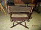 Antique Wooden Folding Chair Small Wood & Velvet Material Storage Find Very Old 1900-1950 photo 1