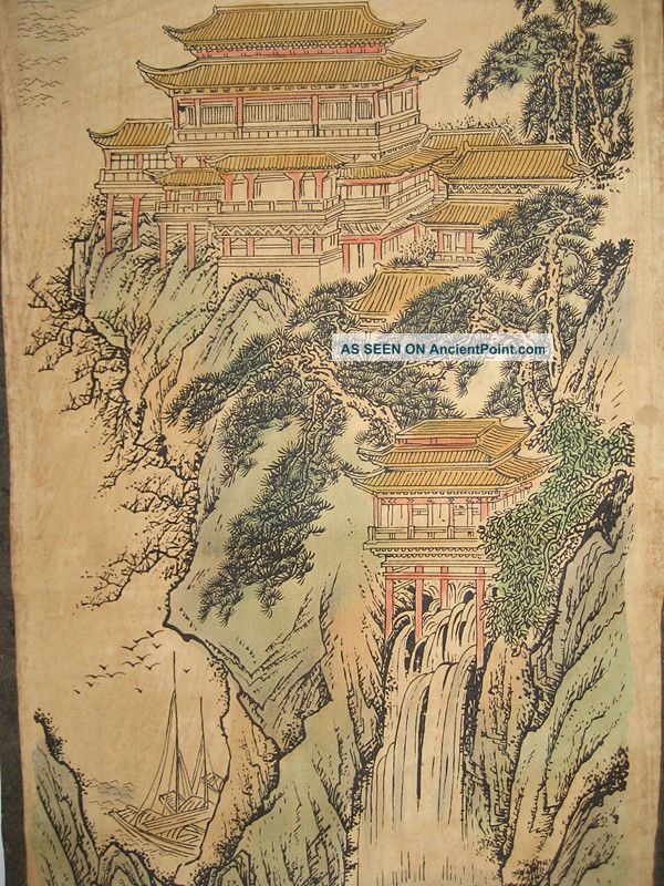 Details about   Chinese painting scroll Buildings Zhang Daqian 4 scrolls 张大千 四大名楼 