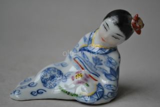 China Old Collectible Blue And White Porcelain Belle Delicate Snuff Bottle photo