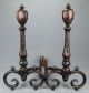 Antique Victorian Hammered Cast Iron Fireplace Andirons Bradley & Hubbard 1880s Hearth Ware photo 1