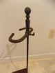 Antique Vintage Art Deco Cast Iron Fireplace Corner Tool Stand,  Ball Top Finial Hearth Ware photo 6