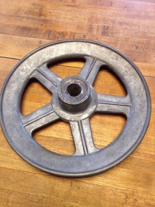 Antique Vintage Industrial Cast Aluminum Metal Belt Pulley Steampunk Wheel photo